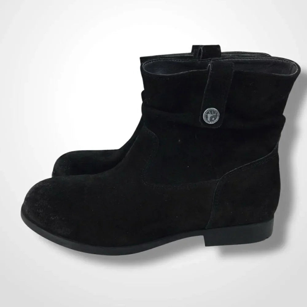 NIB BIRKENSTOCK Leather Sarina Slouch Suede Booties Boots Size 36